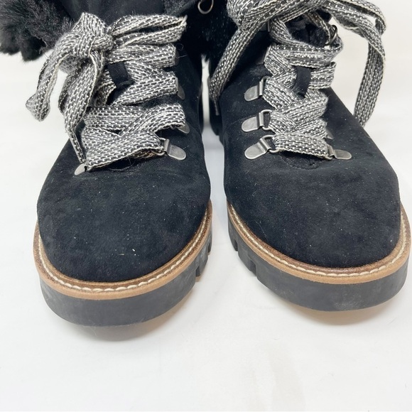 WHITE MOUNTAIN Women’s Black GLAMOROUS ANKLE BOOTIE Lug Sole Shearling Fur Sz 11 - Picture 8 of 12